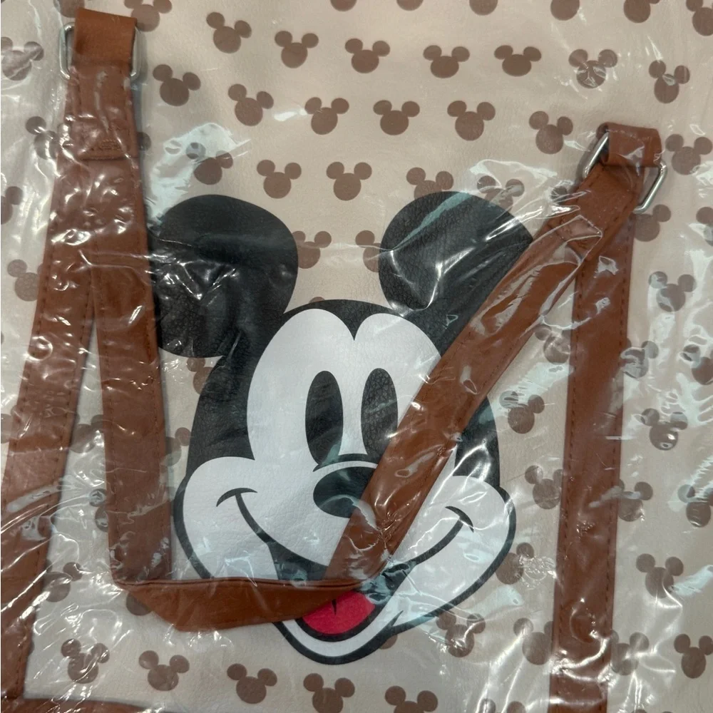 NWT Disney Mickey Mouse Tote Duffel Bag - Brown and Cream